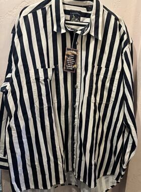 Canyon Ridge Striped Black-And-White Button-Down With Tags 2x